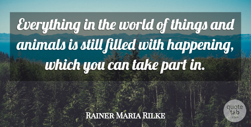 Rainer Maria Rilke Quote About Animal, World, Filled: Everything In The World Of...