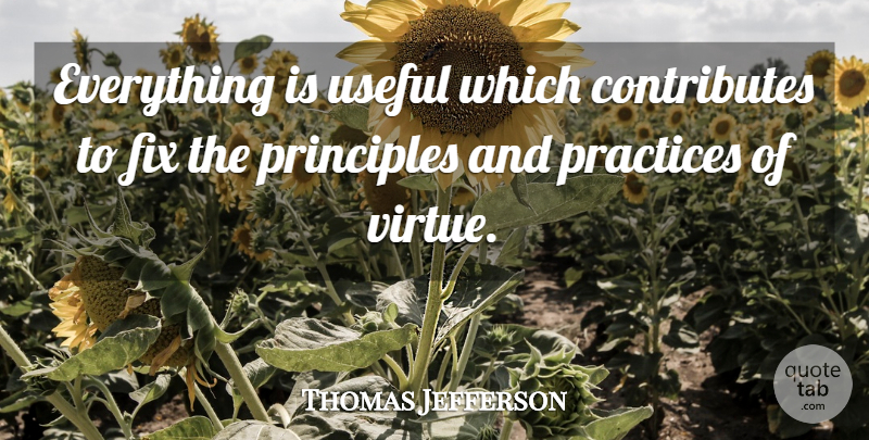 Thomas Jefferson Quote About Practice, Principles, Virtue: Everything Is Useful Which Contributes...