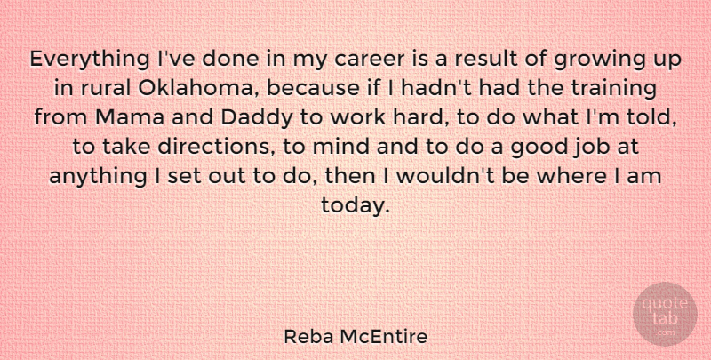 Reba McEntire Quote About Jobs, Growing Up, Hard Work: Everything Ive Done In My...