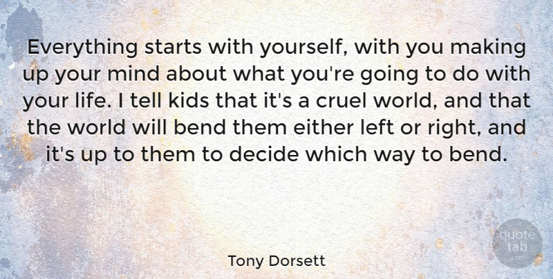 Tony Dorsett Quote About American Athlete, Bend, Cruel, Decide, Either: Everything Starts With Yourself With...
