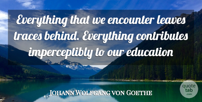 Johann Wolfgang von Goethe Quote About Inspirational, Life, Beautiful: Everything That We Encounter Leaves...