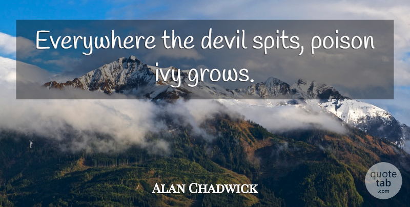 Alan Chadwick Quote About Ivy, Devil, Poison: Everywhere The Devil Spits Poison...