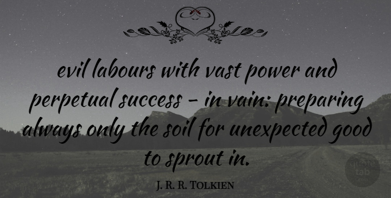 J. R. R. Tolkien Quote About Faith, Evil, Soil: Evil Labours With Vast Power...