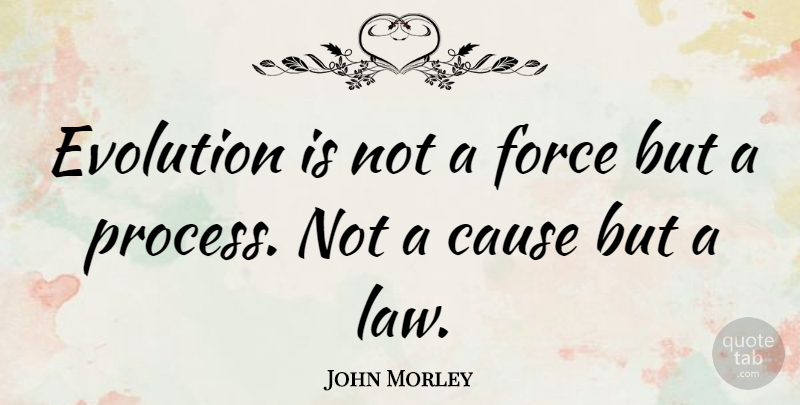 John Morley Quote About British Statesman, Cause, Evolution, Force: Evolution Is Not A Force...