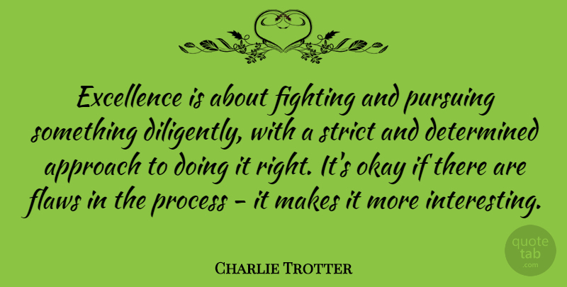 Charlie Trotter Quote About Fighting, Interesting, Excellence: Excellence Is About Fighting And...