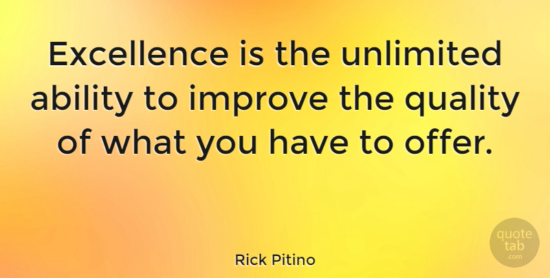 Rick Pitino Quote About Basketball, Sports, Coaching: Excellence Is The Unlimited Ability...