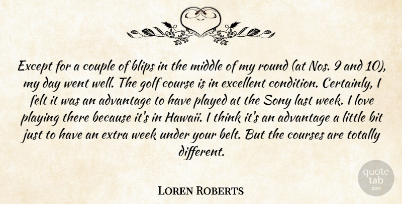 Loren Roberts Quote About Advantage, Bit, Couple, Course, Courses: Except For A Couple Of...
