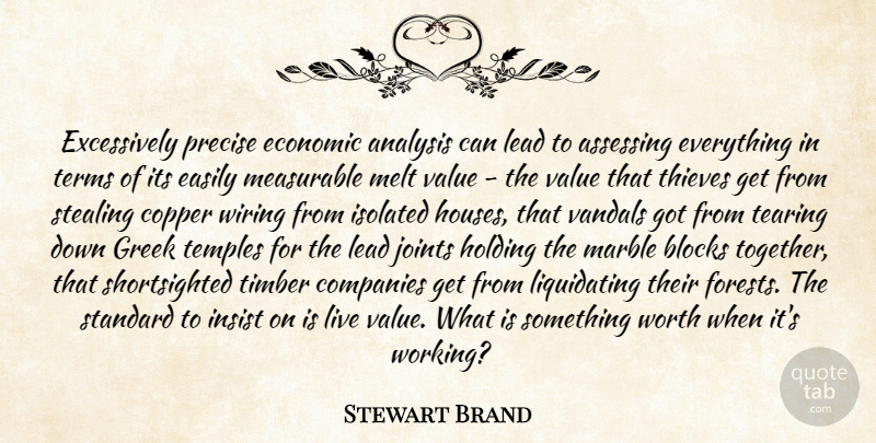 Stewart Brand Quote About Block, House, Greek: Excessively Precise Economic Analysis Can...