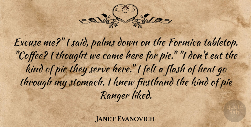 Janet Evanovich Quote About Coffee, Pie, Heat: Excuse Me I Said Palms...