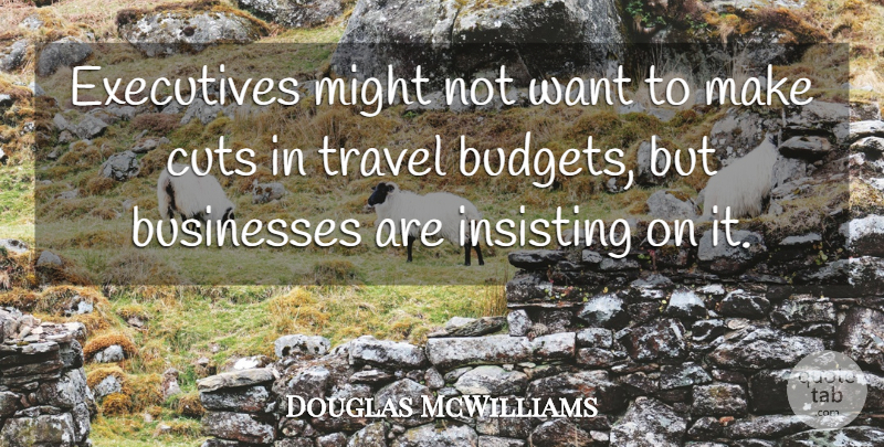 Douglas McWilliams Quote About Businesses, Cuts, Executives, Might, Travel: Executives Might Not Want To...