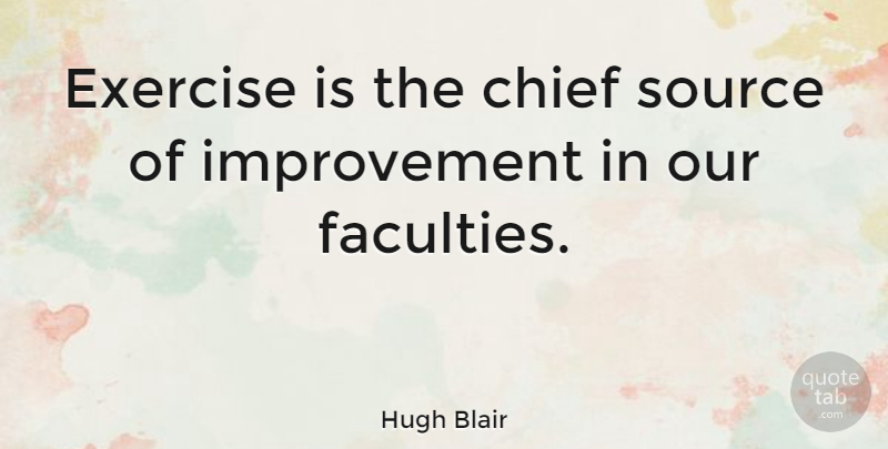 Hugh Blair Quote About Fitness, Health, Exercise: Exercise Is The Chief Source...
