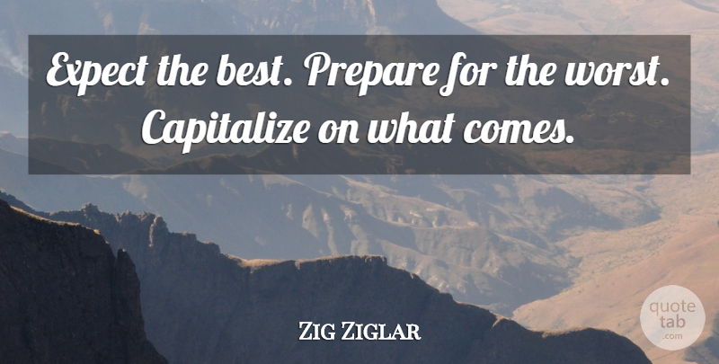 Zig Ziglar Quote About Inspirational, Motivational, Success: Expect The Best Prepare For...