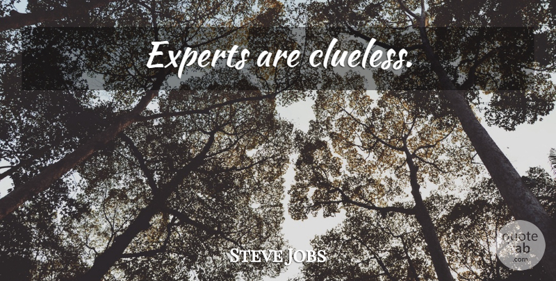 Steve Jobs Quote About Clueless, Experts: Experts Are Clueless...