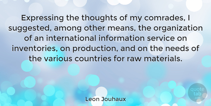Leon Jouhaux Quote About Among, Countries, Expressing, Information, Needs: Expressing The Thoughts Of My...