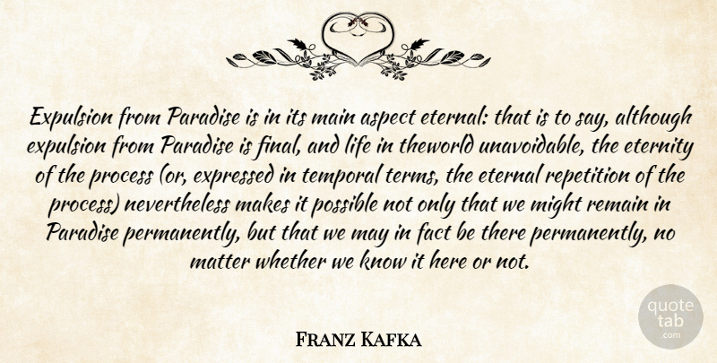 Franz Kafka Quote About Time, Finals, Paradise: Expulsion From Paradise Is In...