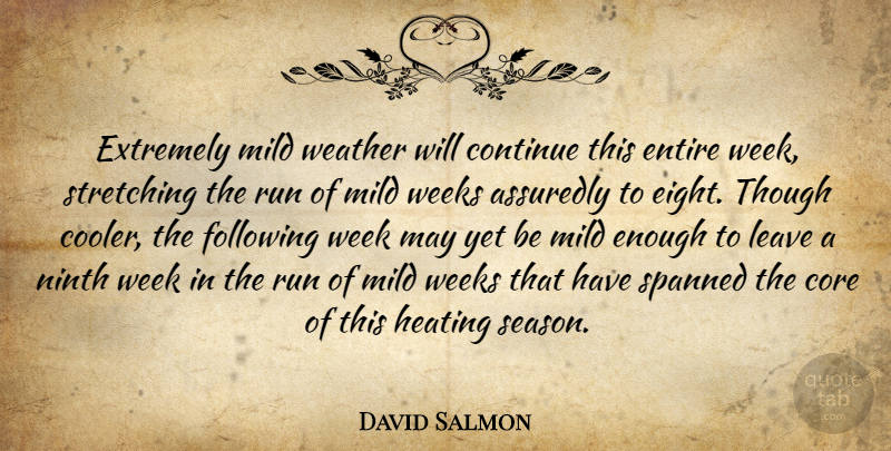 David Salmon Quote About Continue, Core, Entire, Extremely, Following: Extremely Mild Weather Will Continue...