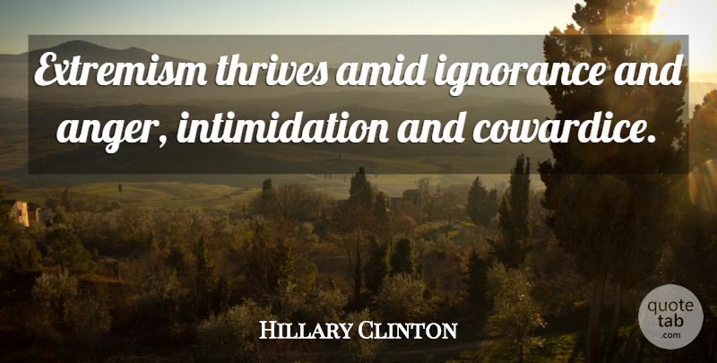 Hillary Clinton Quote About Anger, Extremism, Ignorance, Thrives: Extremism Thrives Amid Ignorance And...