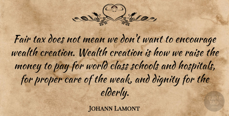 Johann Lamont Quote About Class, Creation, Dignity, Encourage, Fair: Fair Tax Does Not Mean...