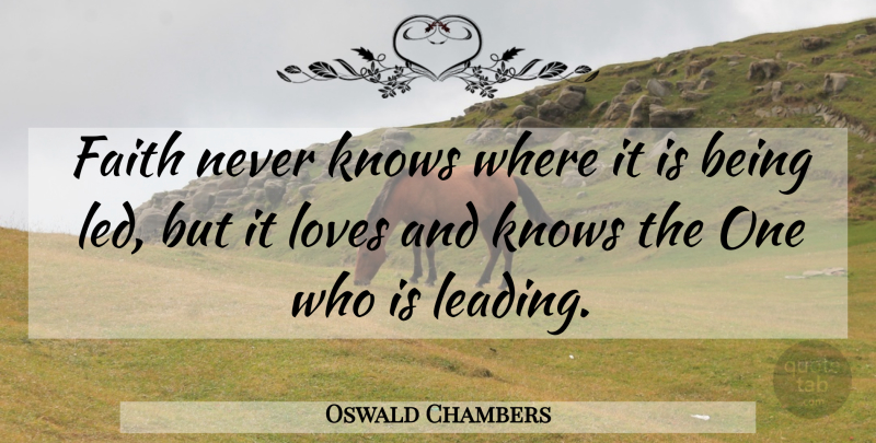 Oswald Chambers Quote About Inspirational, Faith, Christianity: Faith Never Knows Where It...