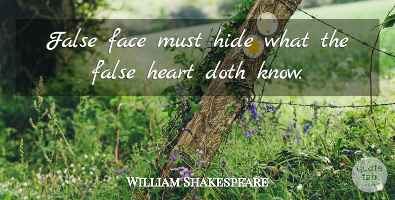 William Shakespeare Quote About Heart, Memorable, Deception: False Face Must Hide What...