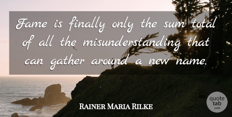 Rainer Maria Rilke Quote About Names, Fame, Misunderstanding: Fame Is Finally Only The...
