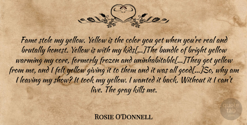 Rosie O'Donnell Quote About Real, Kids, Color: Fame Stole My Yellow Yellow...
