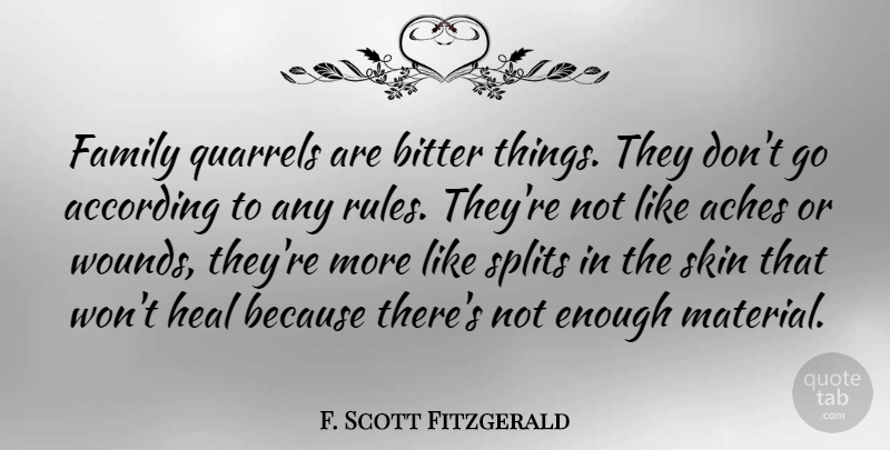 F. Scott Fitzgerald Quote About Family, Home, Skins: Family Quarrels Are Bitter Things...
