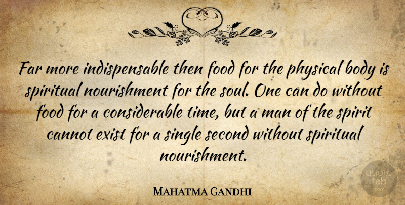 Mahatma Gandhi Quote About Spiritual, Men, Soul: Far More Indispensable Then Food...