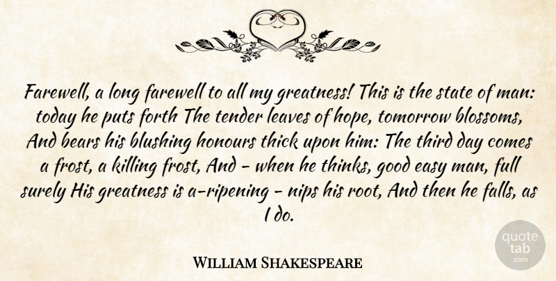 William Shakespeare Quote About Fall, Farewell, Greatness: Farewell A Long Farewell To...