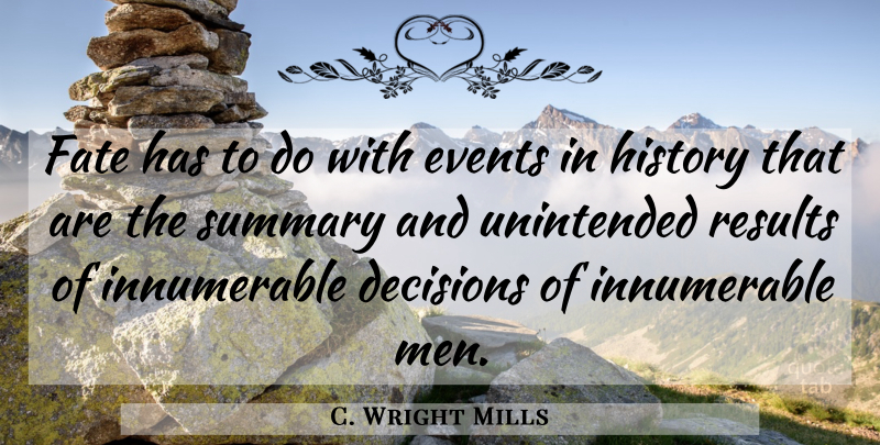 C. Wright Mills Quote About Fate, Men, Decision: Fate Has To Do With...