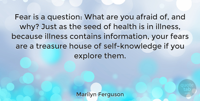 Marilyn Ferguson Quote About Afraid, Contains, Explore, Fear, Fears: Fear Is A Question What...