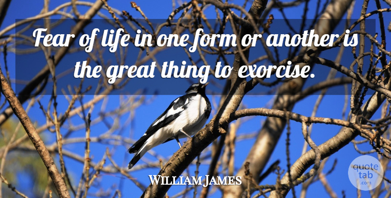 William James Quote About Form, Fears Of Life, Great Things: Fear Of Life In One...
