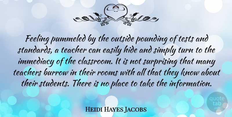 Heidi Hayes Jacobs Quote About Easily, Hide, Immediacy, Outside, Pounding: Feeling Pummeled By The Outside...