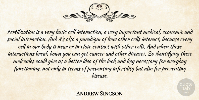 Andrew Singson Quote About Basic, Body, Break, Cancer, Cell: Fertilization Is A Very Basic...