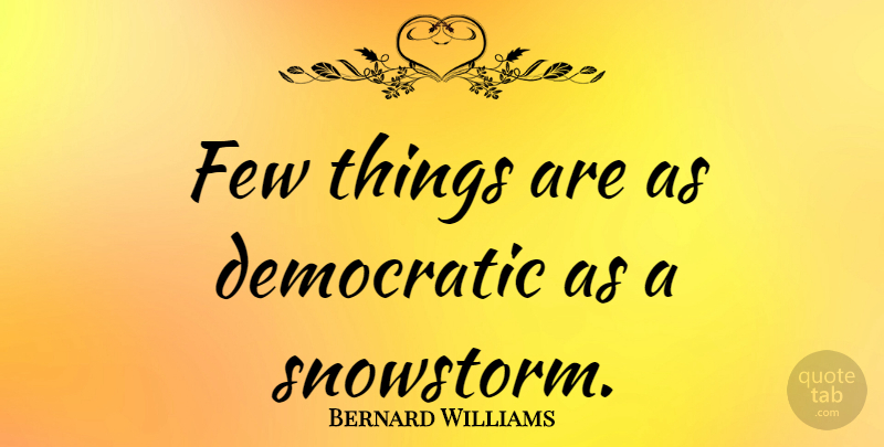 Bernard Williams Quote About Democratic, Snowstorms: Few Things Are As Democratic...