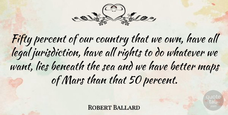 Robert Ballard Quote About Country, Lying, Sea: Fifty Percent Of Our Country...