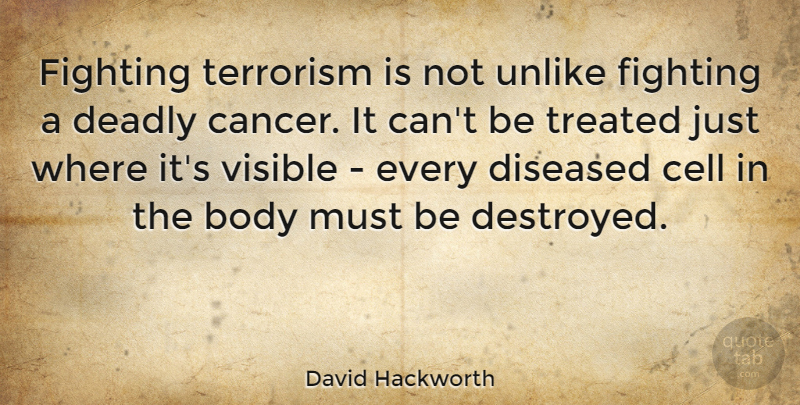 David Hackworth Quote About Cancer, Fighting, Cells: Fighting Terrorism Is Not Unlike...