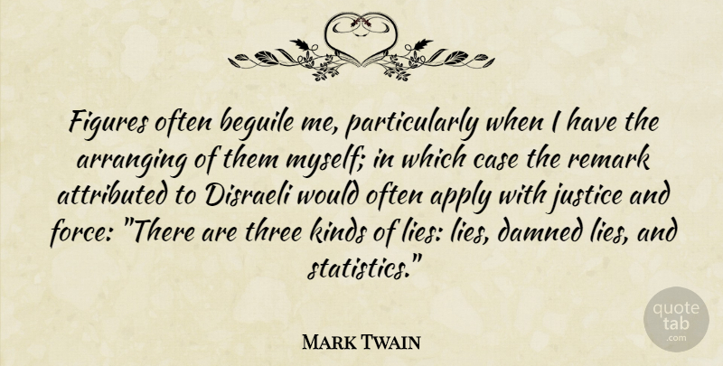 Mark Twain Quote About Lying, Humorous, Justice: Figures Often Beguile Me Particularly...