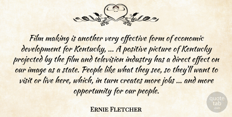 Ernie Fletcher Quote About Creates, Direct, Economic, Effective, Form: Film Making Is Another Very...