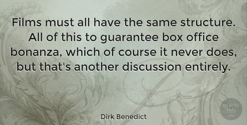 Dirk Benedict Quote About Office, Doe, Guarantees: Films Must All Have The...