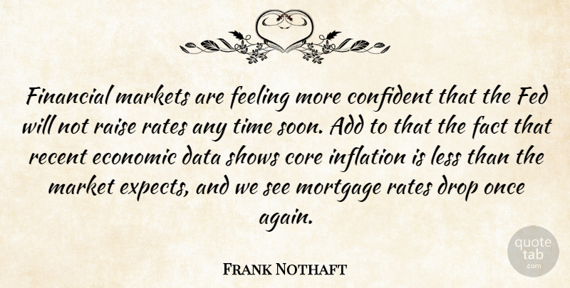 Frank Nothaft Quote About Add, Confident, Core, Data, Drop: Financial Markets Are Feeling More...