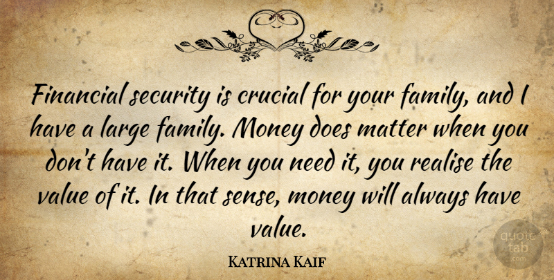Katrina Kaif Quote About Crucial, Family, Large, Matter, Money: Financial Security Is Crucial For...