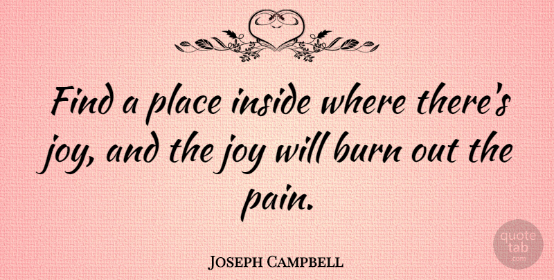 Joseph Campbell Quote About Inspirational, Life, Happiness: Find A Place Inside Where...