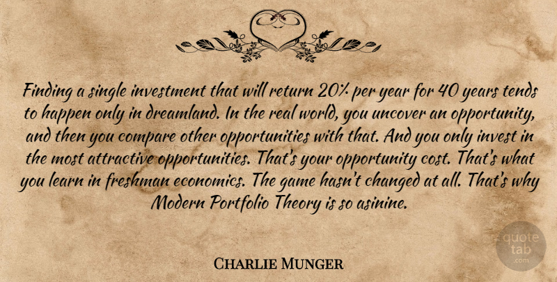 Charlie Munger Quote About Real, Opportunity, Years: Finding A Single Investment That...