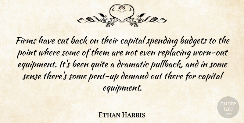 Ethan Harris Quote About Budgets, Capital, Cut, Demand, Dramatic: Firms Have Cut Back On...