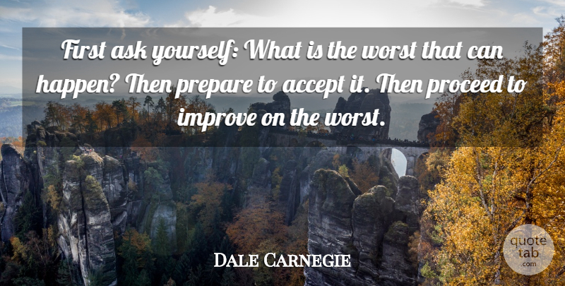 Dale Carnegie Quote About Inspirational, Motivational, Success: First Ask Yourself What Is...