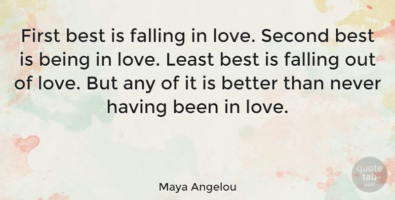 Maya Angelou Quote About I Love You, Falling In Love, Being In Love: First Best Is Falling In...