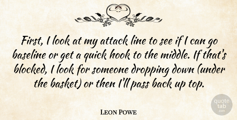 Leon Powe Quote About Attack, Dropping, Hook, Line, Pass: First I Look At My...