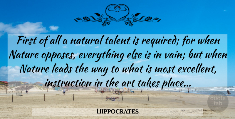Hippocrates Quote About Education, Art, Science: First Of All A Natural...