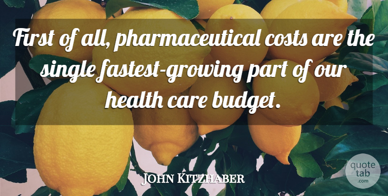 John Kitzhaber Quote About Costs, Health, Single: First Of All Pharmaceutical Costs...